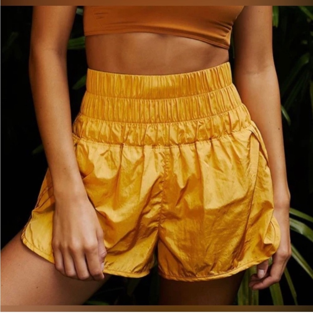Free People FP Movement The Way Home Shorts, Varsity Gold, sz L